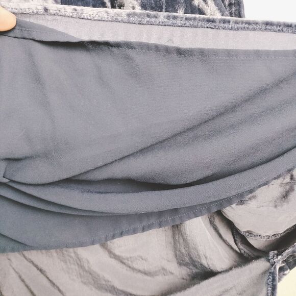 Floreat Anthropologie Dress Medium Blue Crushed Velvet Whimsigoth Dark Romance - Picture 14 of 15